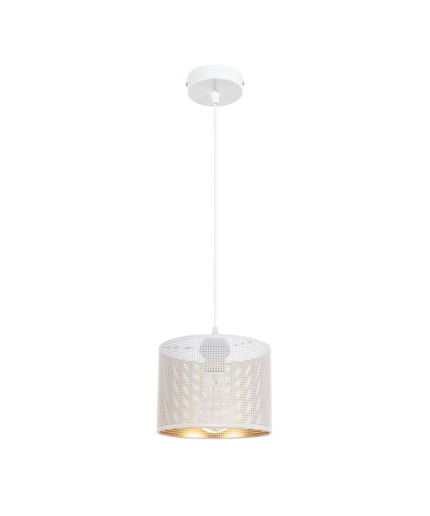 Licht-Erlebnisse Pendelleuchte BIRCIA, ohne Leuchtmittel, Metall H: max. 90 cm Ø 20 cm in Weiß Gold E27 rund