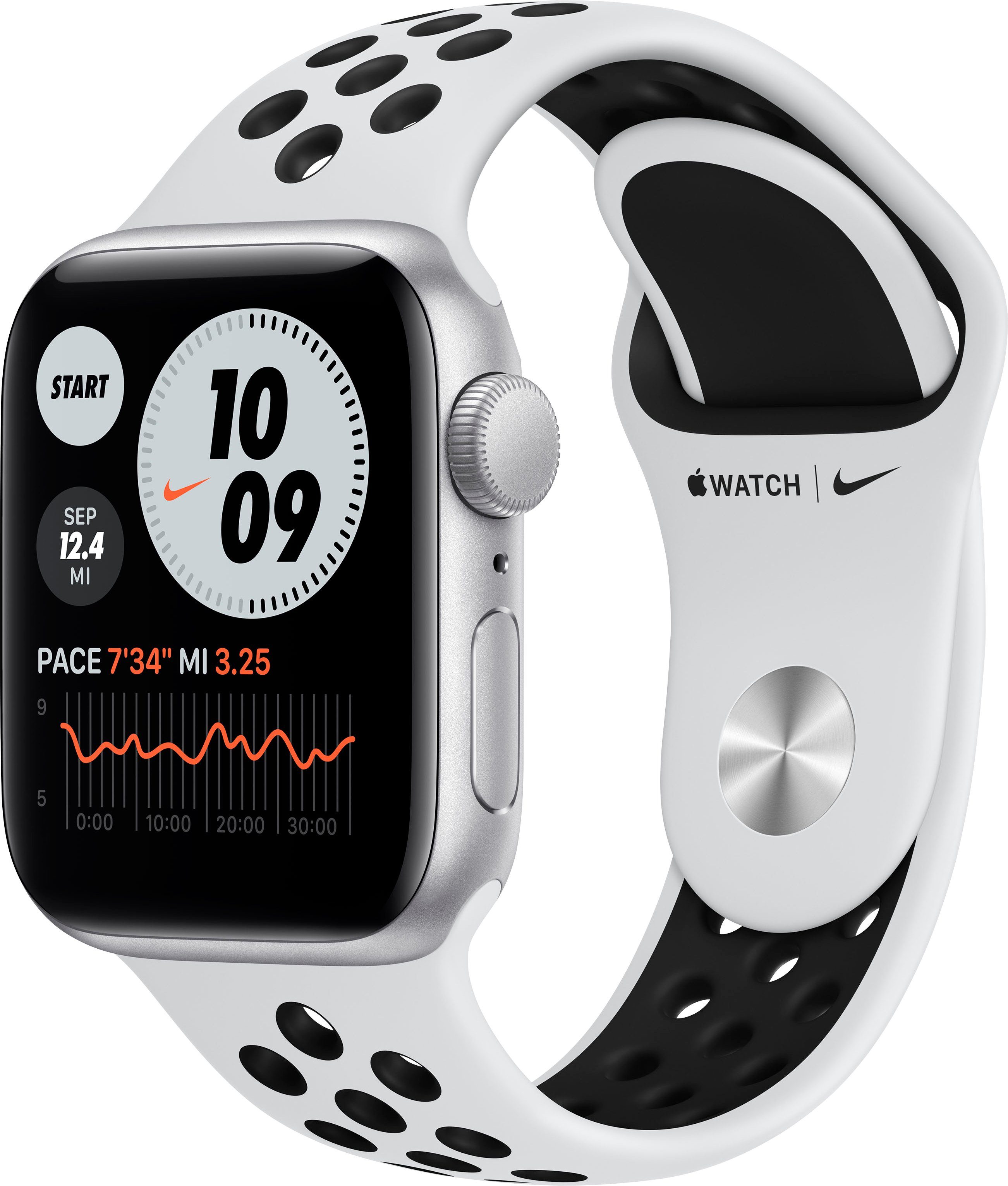 Apple Nike SE GPS, Aluminiumgehäuse mit Nike Sportarmband 40mm Watch (Watch  OS 6), inkl. Ladestation (magnetisches Ladekabel)