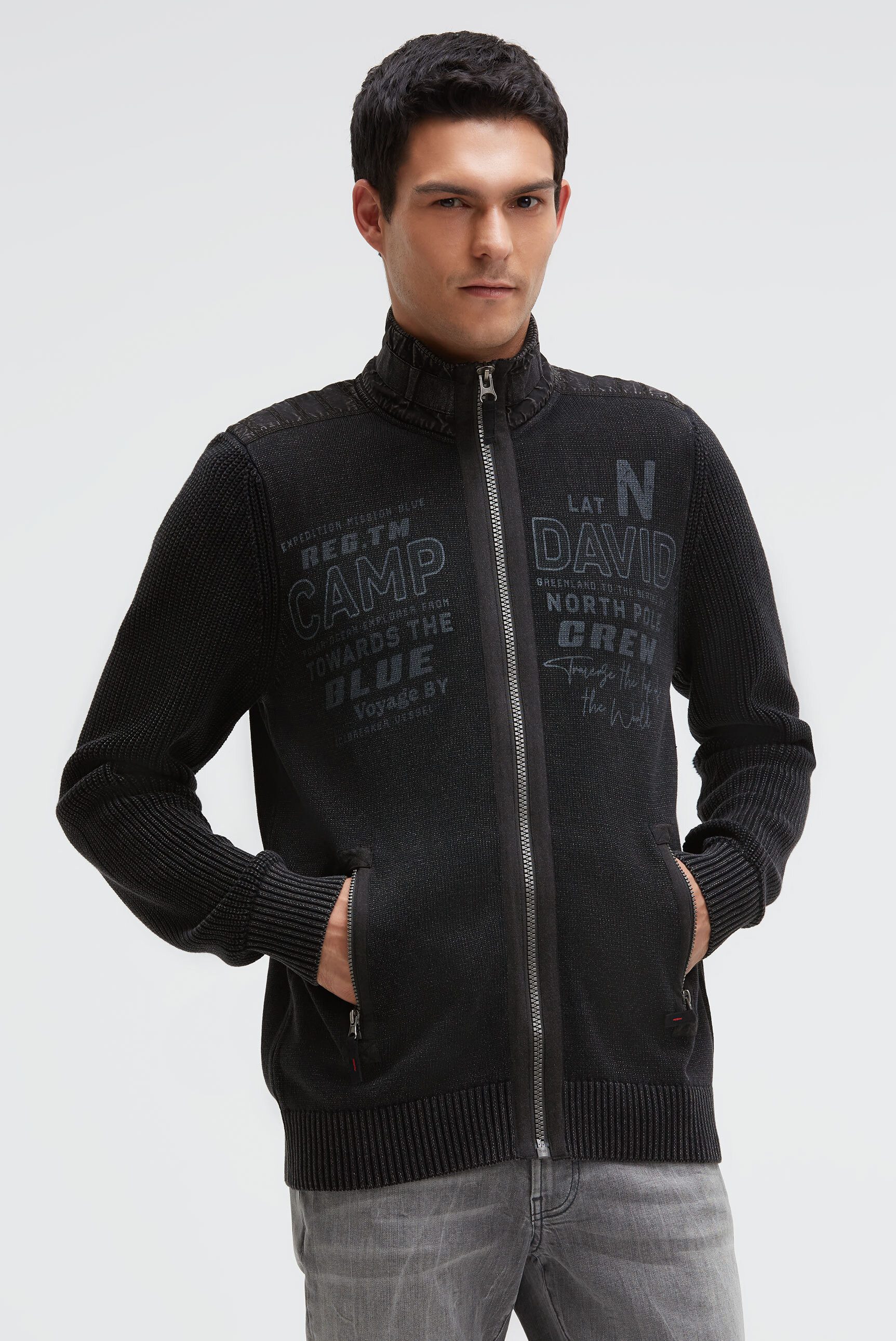CAMP DAVID Strickjacke mit Reißverschlusstaschen