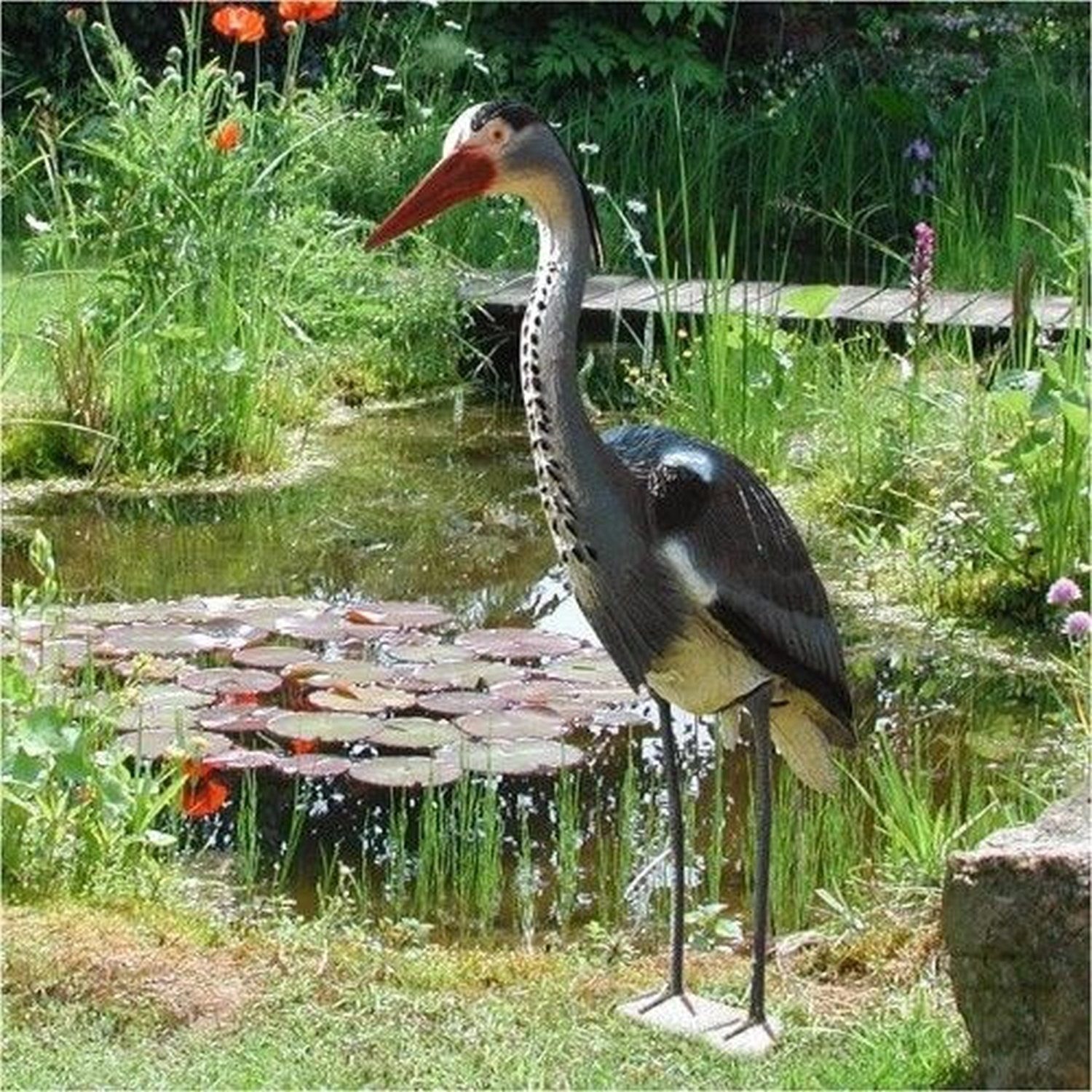 sesua Teichfigur Fischreiher aus Kunststoff Gartenfigur Gartendeko
