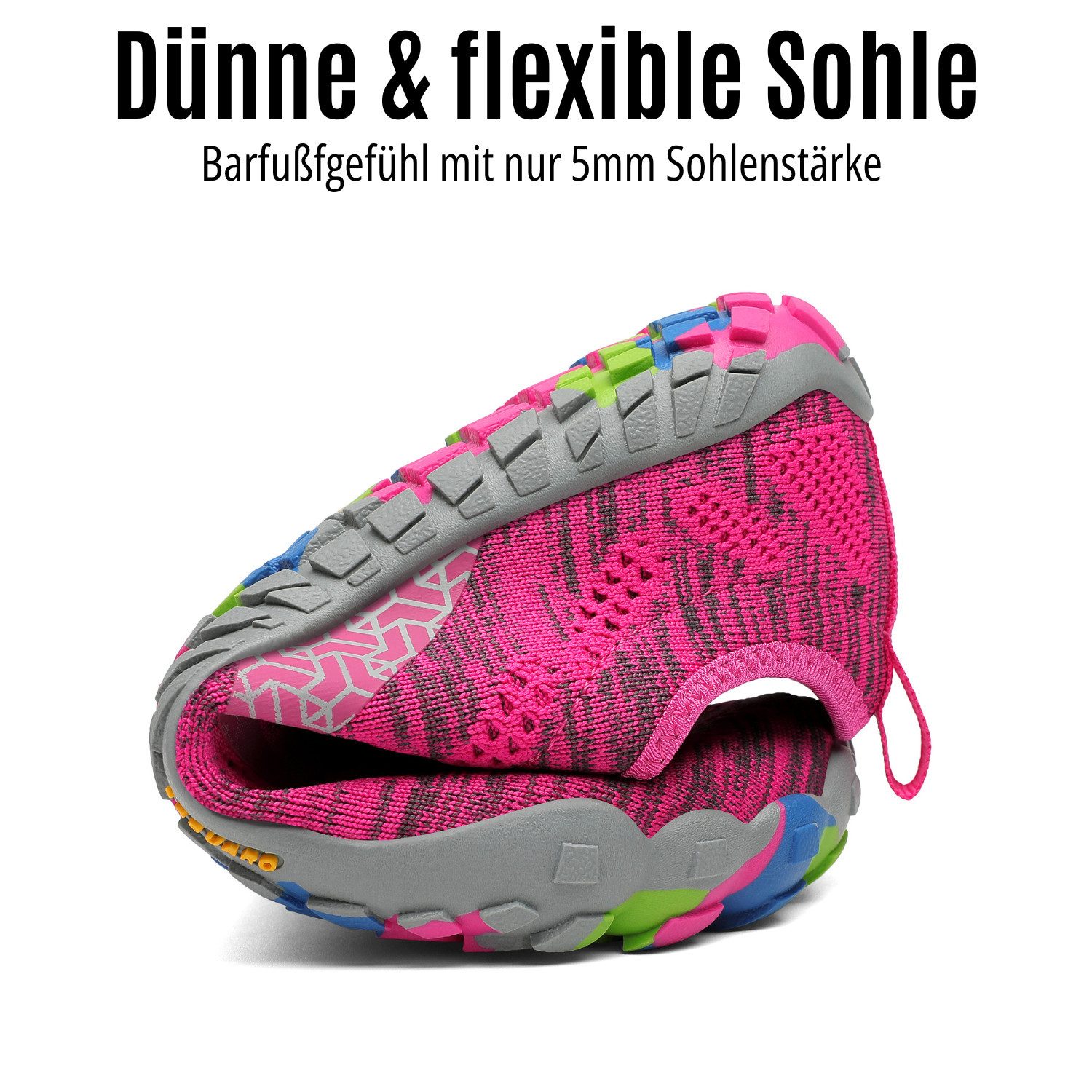 SAGUARO Sport Sommer Barfußschuh (5mm Sohlenstärke, Nullabsatz, bequem, leicht, atmungsaktiv, rutschfest) Minimalschuhe Laufschuhe Sport-Schuhe Jogging Sneaker Trail-Running