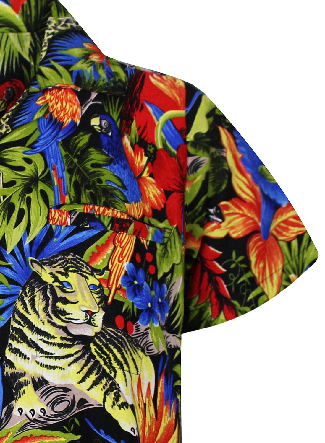 King Kameha Hawaiihemd Jungle Funky Hawaii-Hemd Herren Kurzarm Front-Tasche Stylish Unisex – Bild 4 von 5