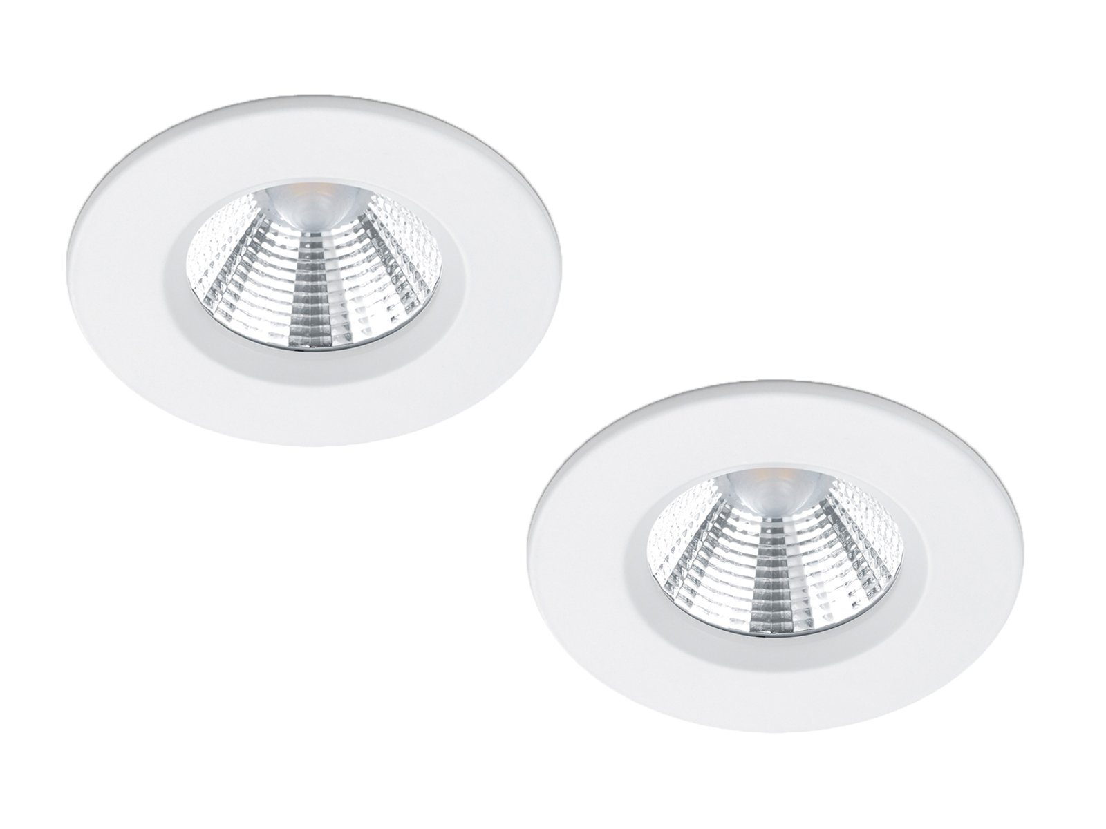 Einbaustrahler, LED matt Warmweiß, meineWunschleuchte Bad-lampen Lichtspots 2er Weiß fest LED Ø8,5cm Set Dimmfunktion, Deckenspot integriert, Decken-einbau-leuchten