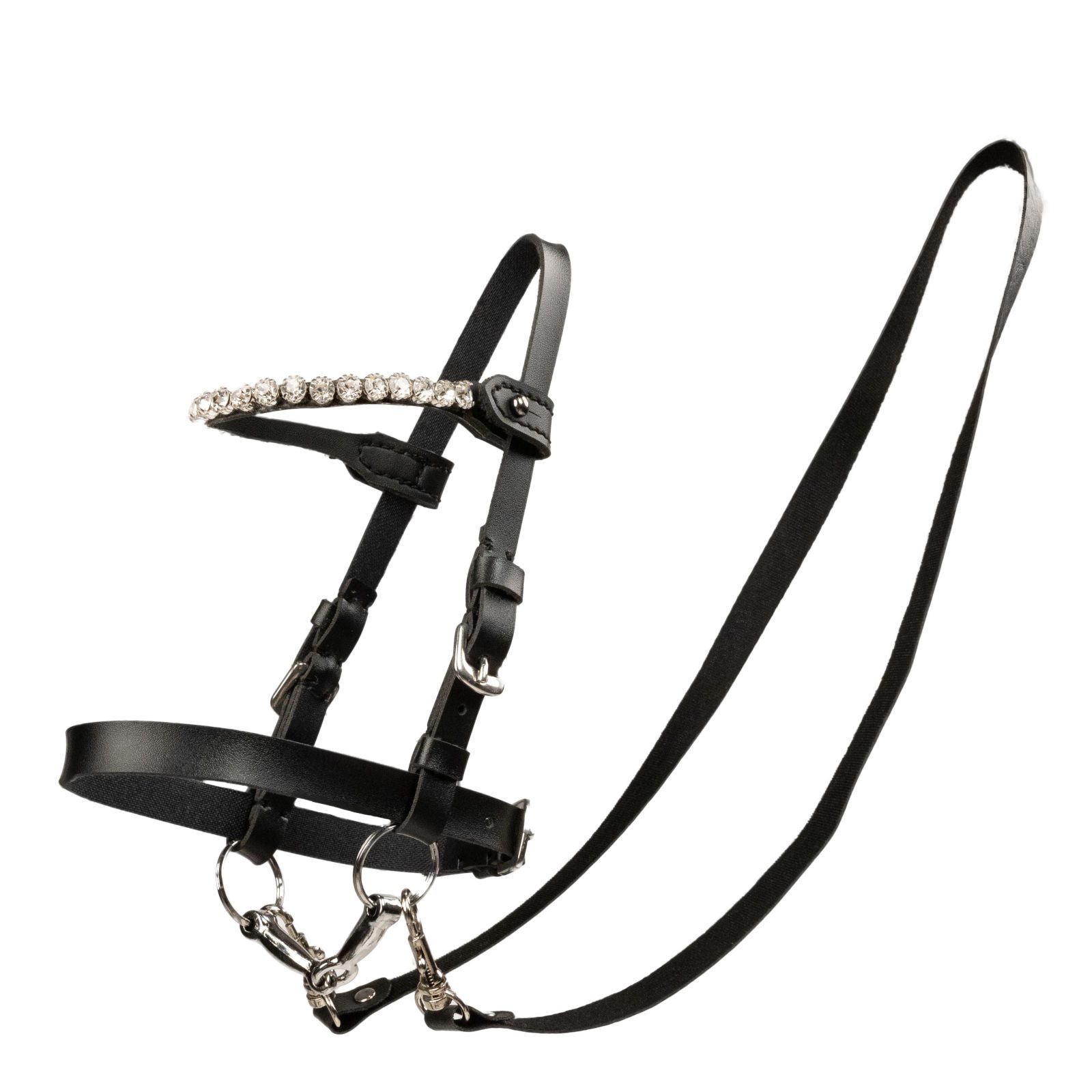 My Hobby Horse Steckenpferd Zaumzeug für Лошади на палке, schwarz mit silbernen Steinen
