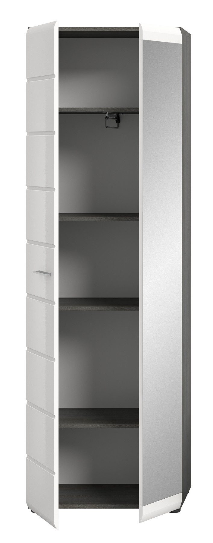 xonox.home Schuhschrank Garderobenschrank Salsa, weiß Hochglanz / rauchsilber Spiegelschrank