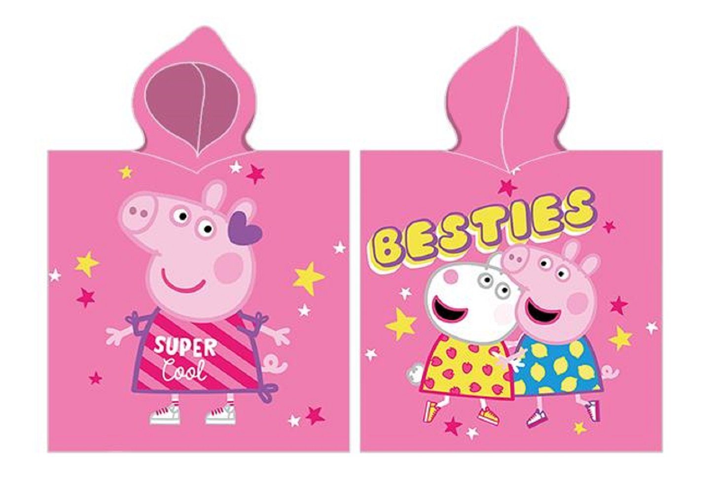 Carbotex Badeponcho Peppa 110cm mit Pig 55 Kapuze x Badeponcho