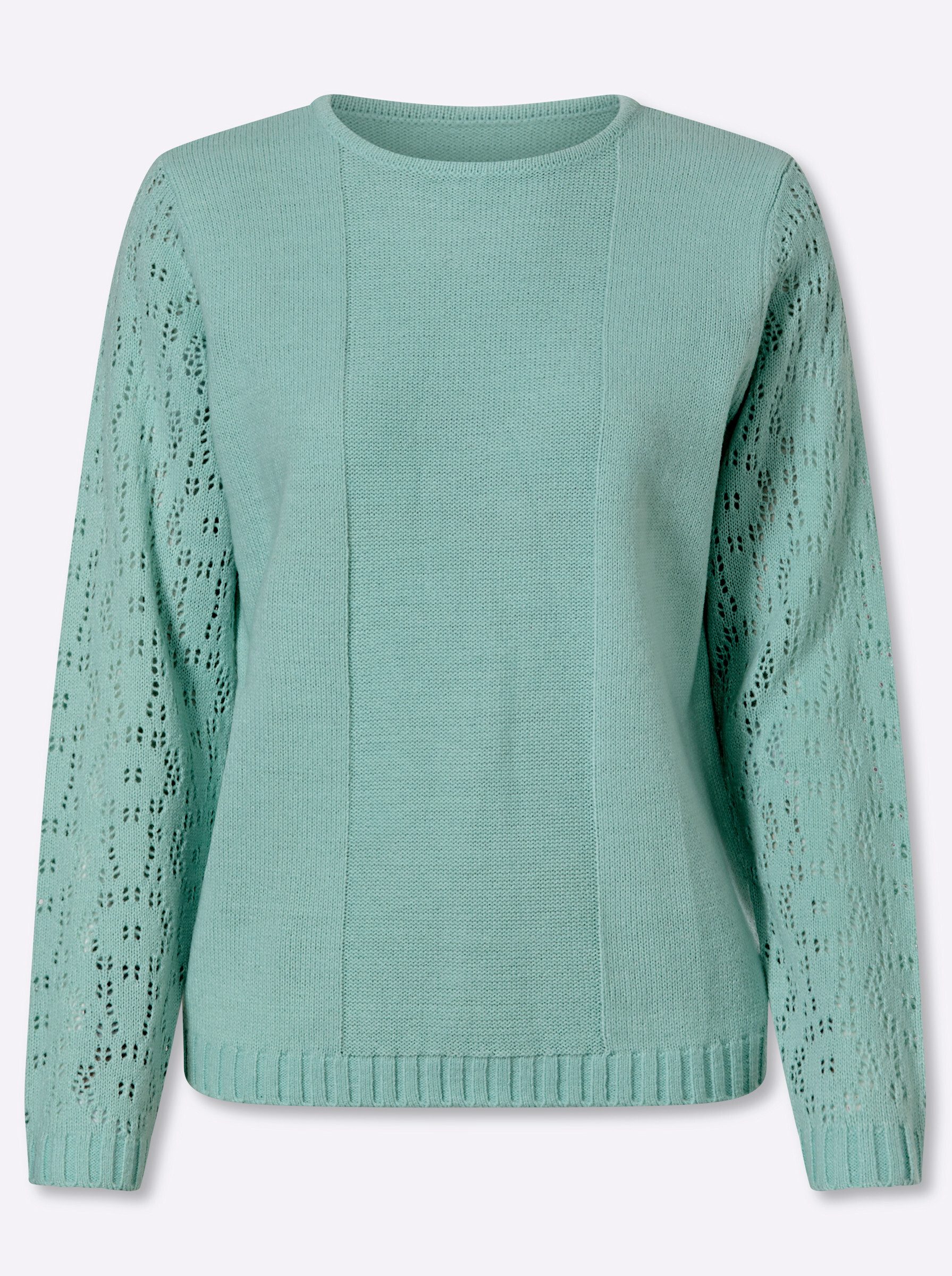 Strickpullover Ajour-Pullover Langarm Ajour, Jersey, Links-Strick