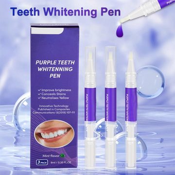XDeer Zahnbleaching-Paste Zahnweiß-Stift Lila Zahnweiß-Stift 3er-Pack, Schnelle Aufhellung, Zahnaufhellung wirksame Entfernung von Flecken