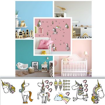 Sunnywall Wandtattoo Wandsticker - Einhorn - Unicorn - Wandtattoo Kinderzimmer (6 St), konturgeschnitten