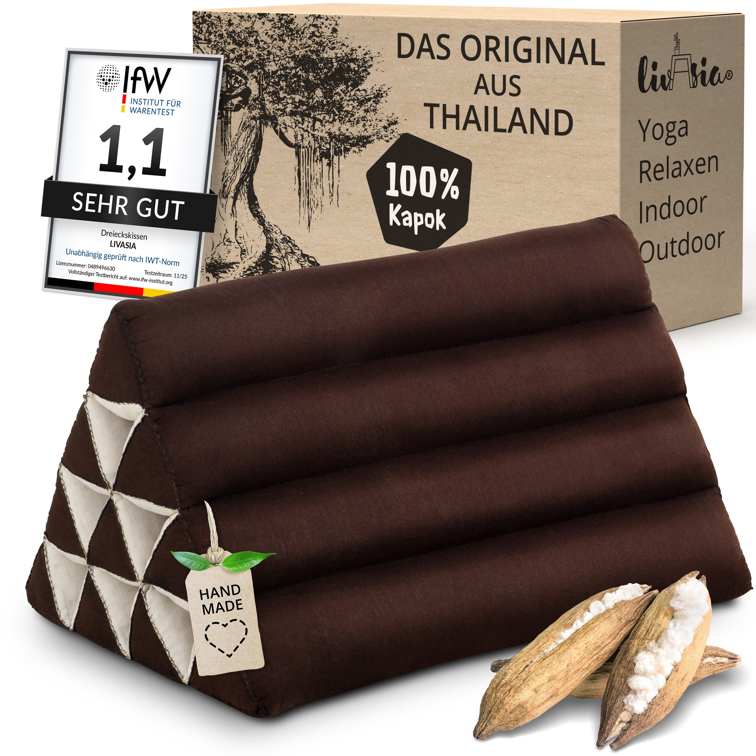 livasia Keilkissen Dreieckskissen (Basic) vegan und handgefertigt, 30x50x29cm, Kapok