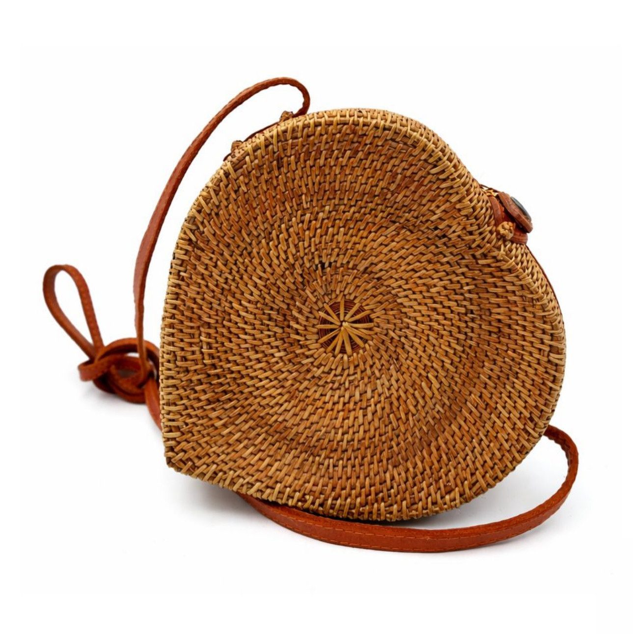 Der Trachtler Basttasche Damen Korbtasche Bali Bag in Herzform, mit Lederriemen - handgefertigt in Bali – Bild 2 von 5