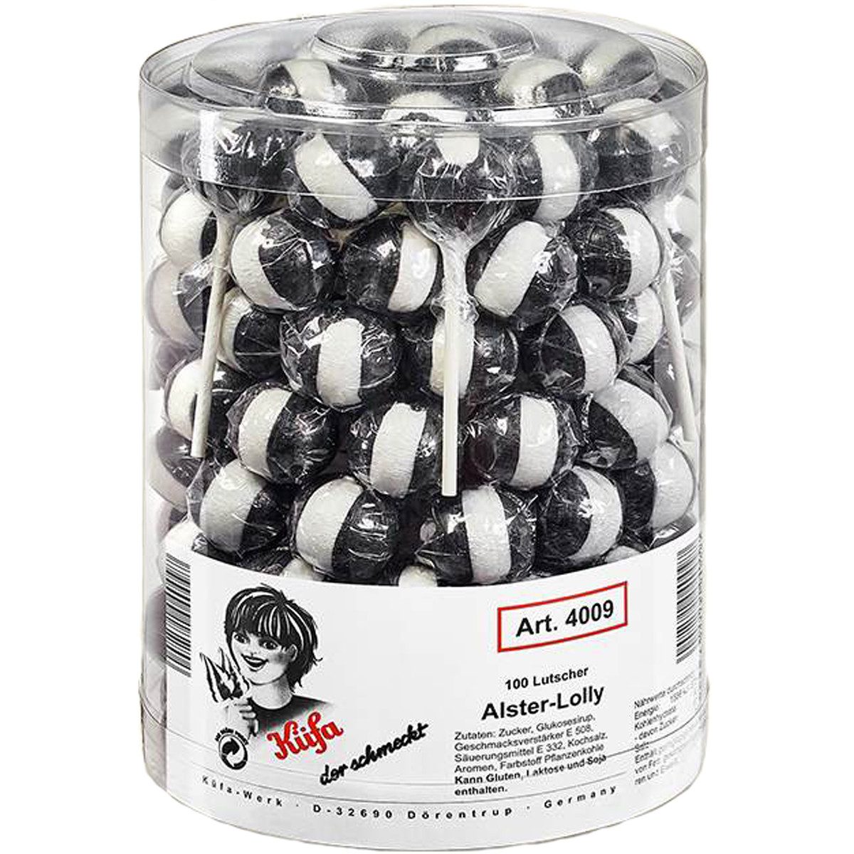 KUEFA Süßigkeit, Küfa Alster Lolly Lutscher mit Lakritzgeschmack 100 Stück 1800g