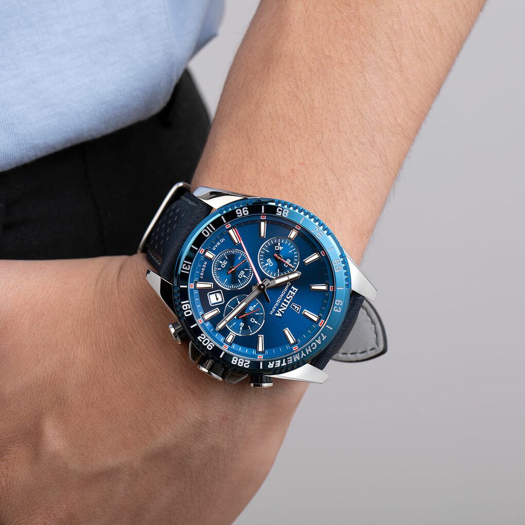 Festina Chronograph Herren F20561/3 – Sportlich-elegante Quarzuhr mit blaue günstig online kaufen