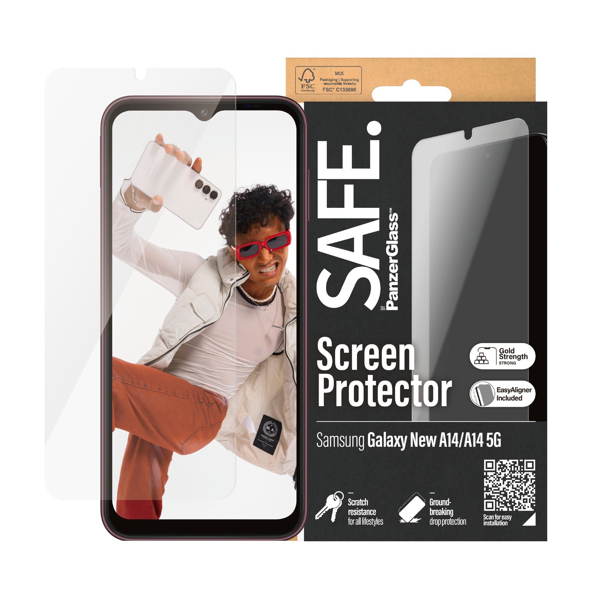 Displayschutzglas Screen Protector für Samsung A14, A14 5G, UWF