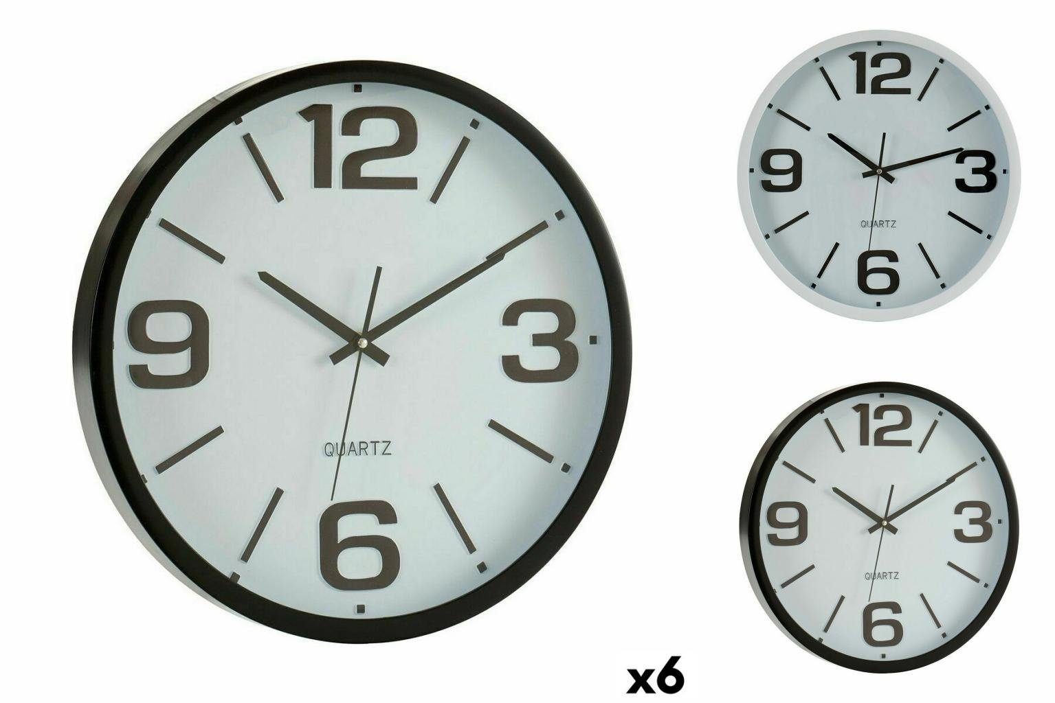 Gift Decor Uhr Wanduhr Glas Kunststoff 40 x 5 x 40 cm 6 Stück