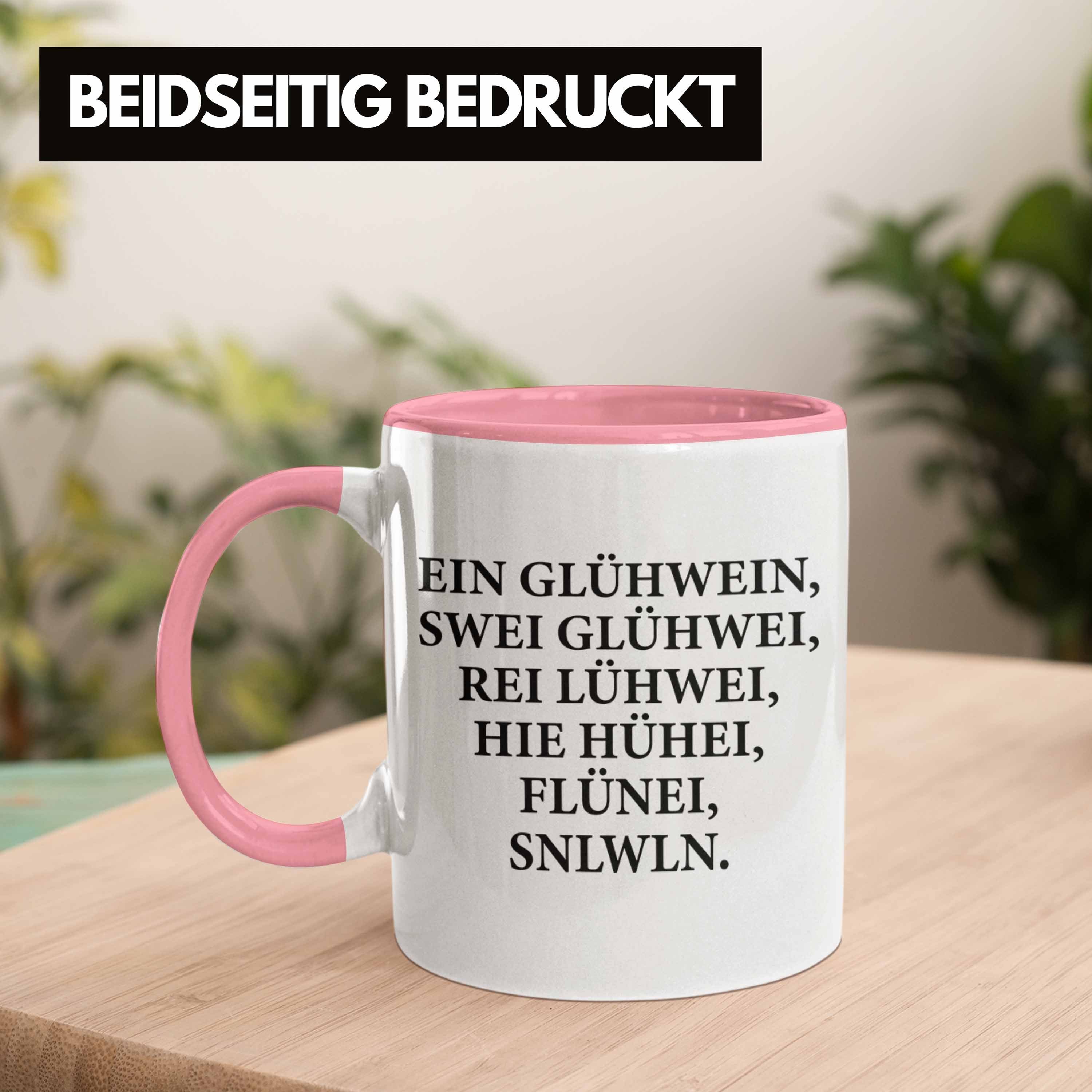 Becher - Swei Trendation Rosa Spruch Gläser mit Ein Geschenk Glühwein Glühwein Doppelwandig Trendation Weihnachtsmarkt Glühweinbecher Tasse Tassen Glühweintassen - Lustig Henkel Tasse Ein