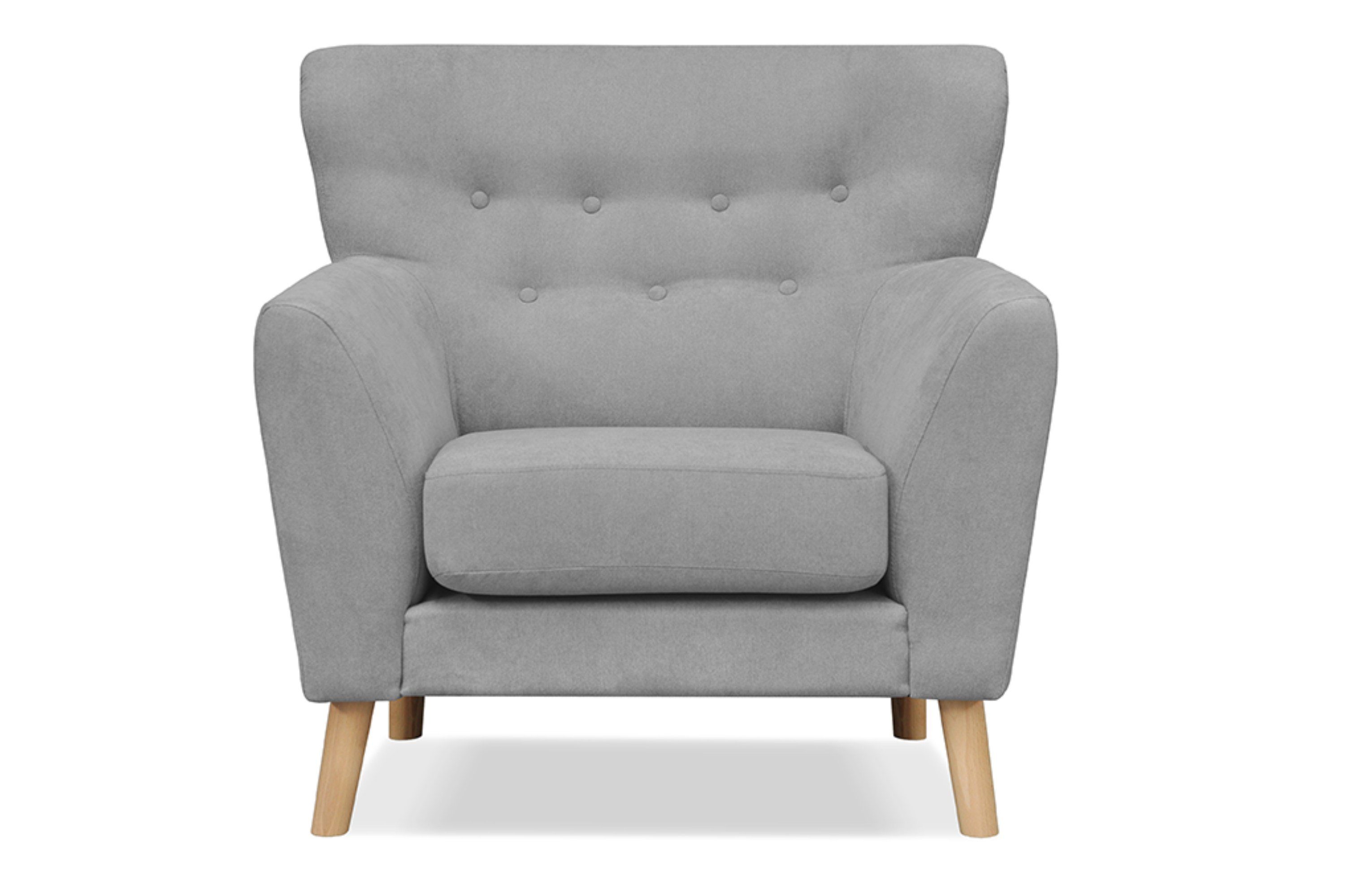 Konsimo Sessel NEBRIS, auf Holzbeinen aus Buche, Skandinavischer Stil grau | grau