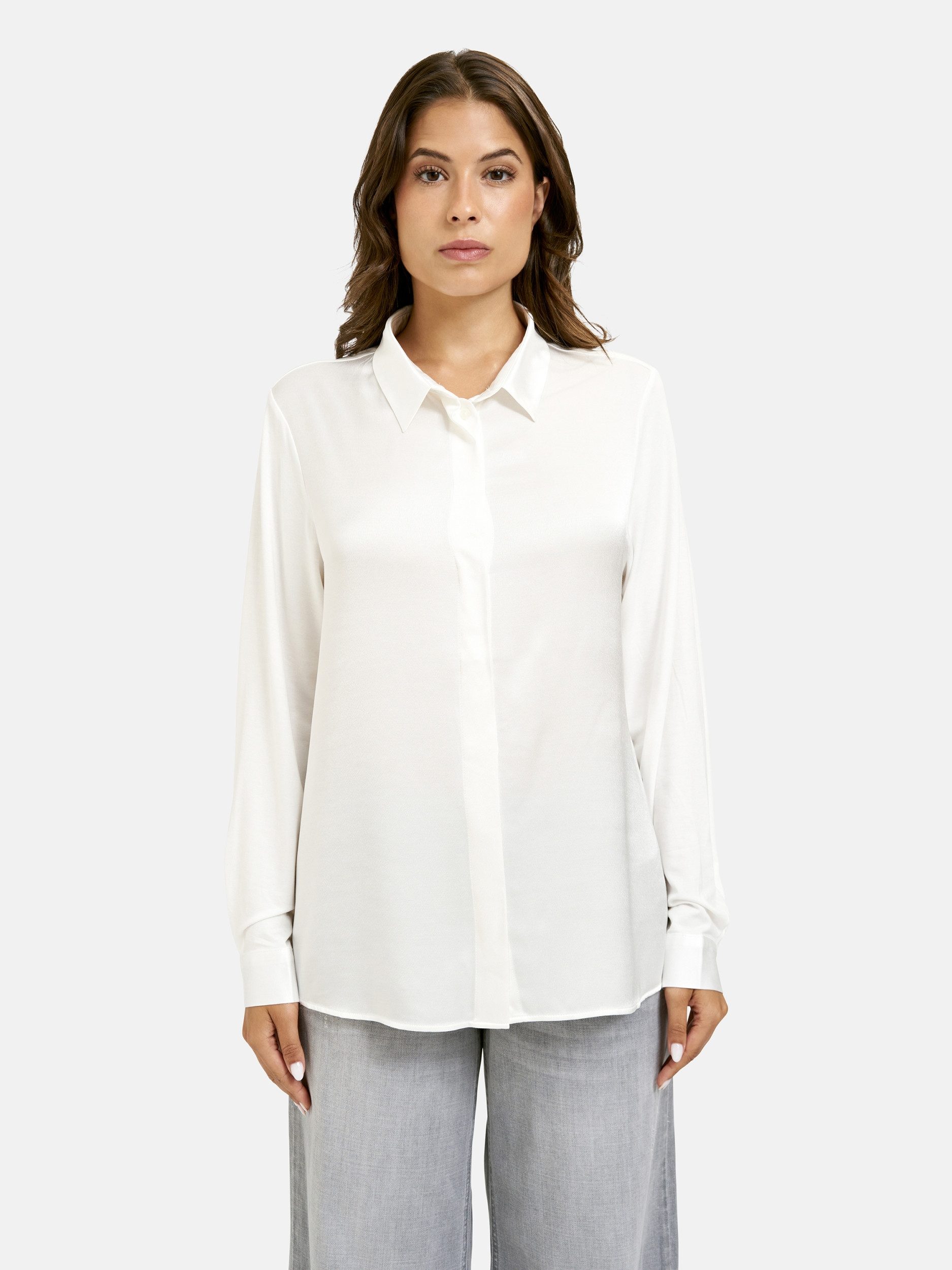 Milano Italy Blusentop BLOUSE WITH COLLAR, PLACKET AND 1/1
