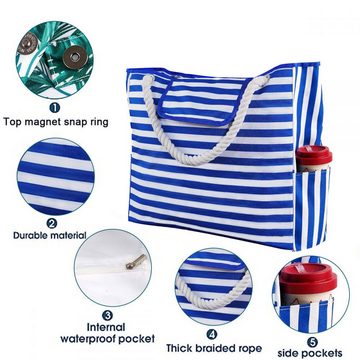 Lubgitsr Strandtasche Strandtasche Umhängetasche Handtasche wasserdicht sanddicht Blau Weiß (1-tlg)