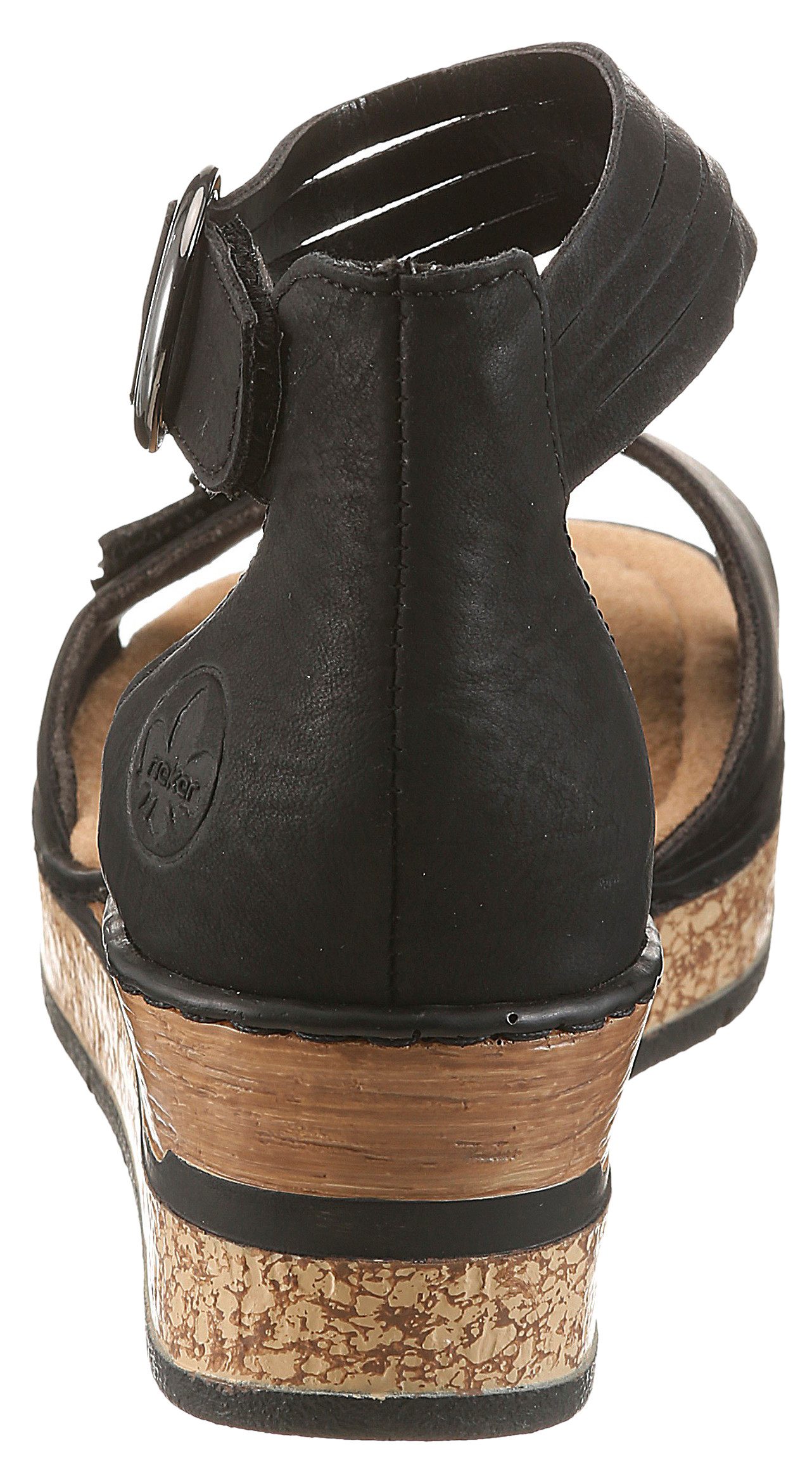 Rieker Keilsandalette Sommerschuh, Urlaubsschuh, Sandale mit trendy Fesselriemchen