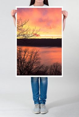 Sinus Art Poster 60x90cm Poster Landschaftsfotografie  Sonnenaufgang in Altrosa
