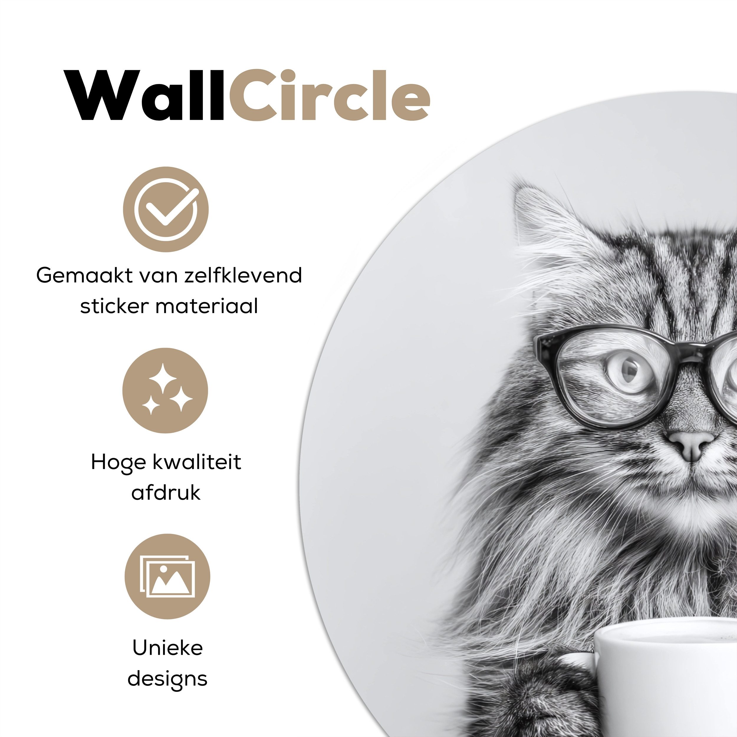 MuchoWow Wandsticker Katze - Brille - günstig online kaufen