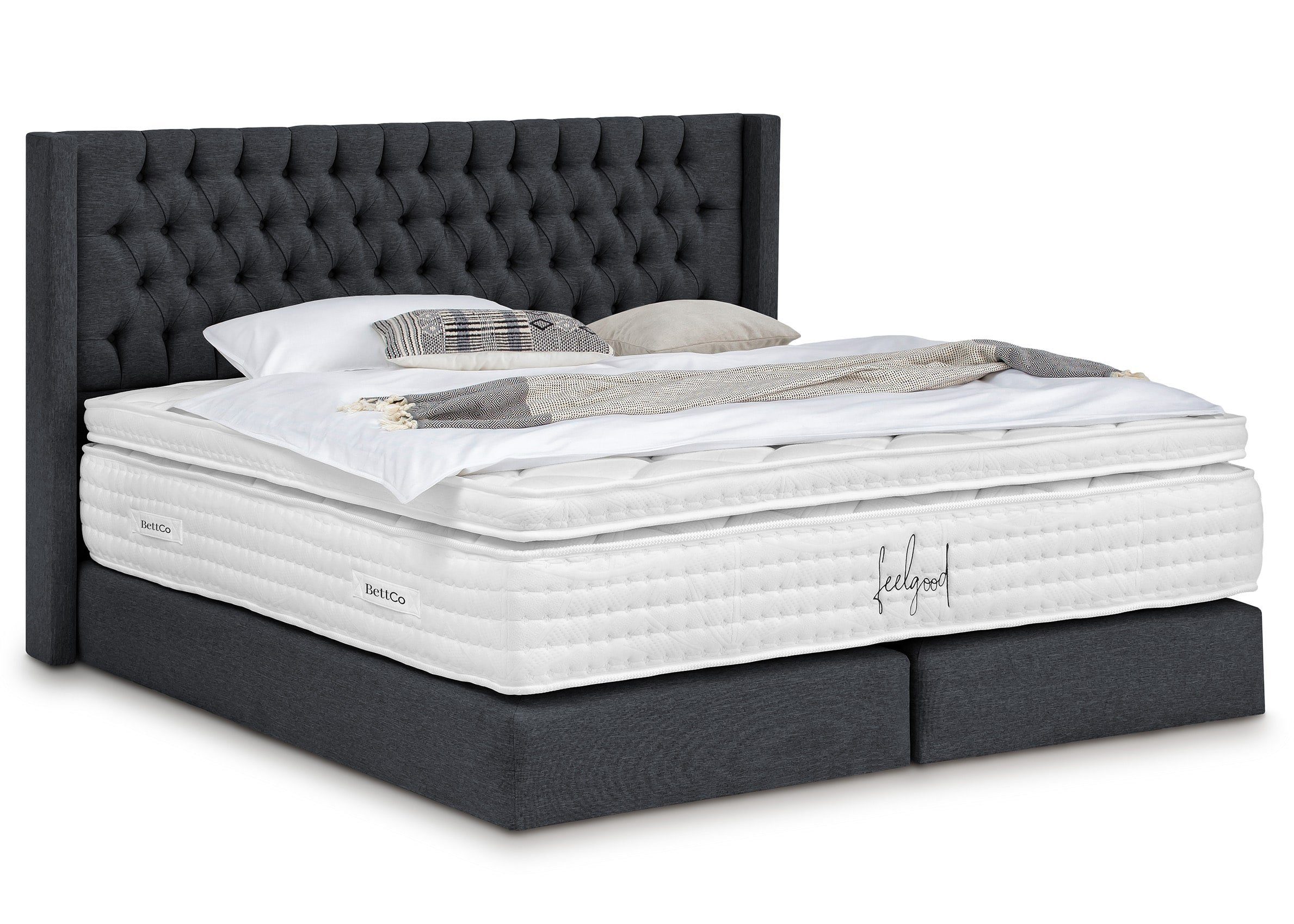 BettCo Boxspringbett Florida (in Schwarz Webstoff, günstig online kaufen