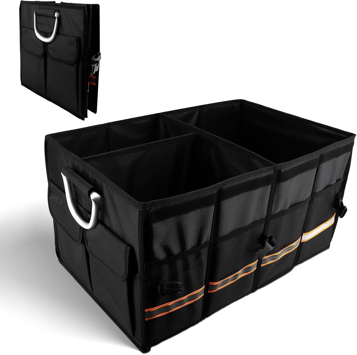 Aufbewahrungsbox Kofferraum-Aufbewahrungsbox, faltbar, 100 l, Schwarz, mit Abdeckung