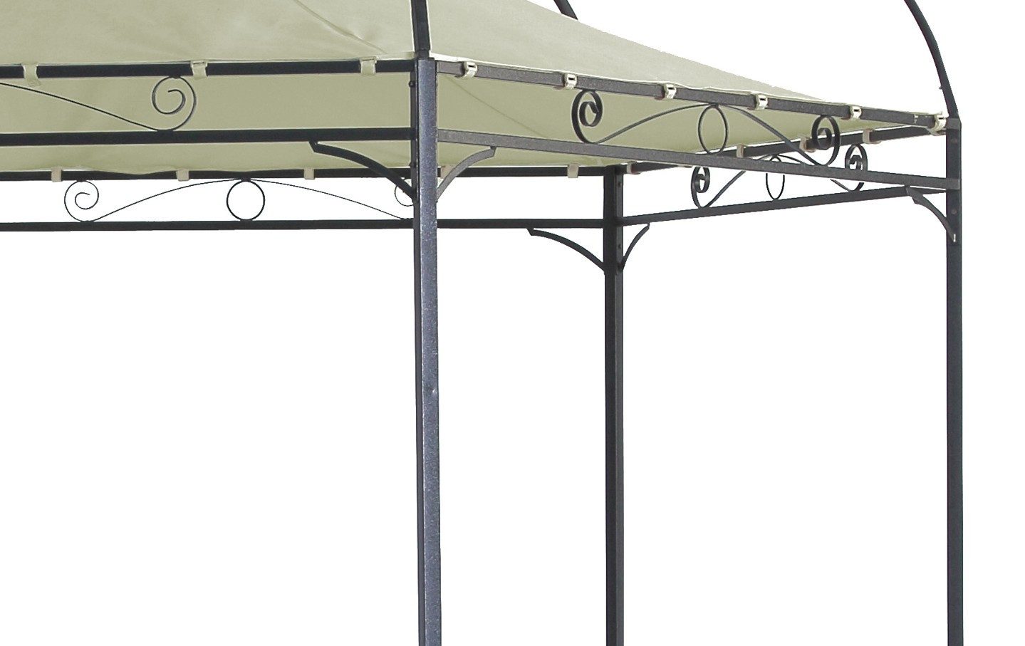 DEGAMO Pavillon MODENA, 6-eckig 320cm, Gestell Stahl schwarz, Dachplane ecrufarben wasserdicht