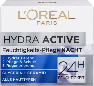 L'ORÉAL PARIS Nachtcreme »Hydra Active 3 Nacht«, Mit Aktiv-Stoffen