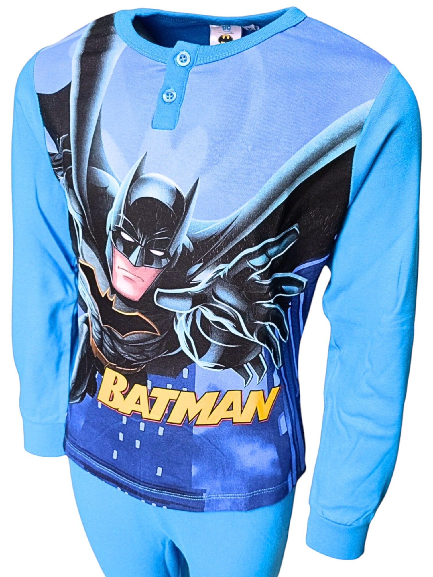 Batman Schlafanzug mit großem Batman- Print (2 tlg) Jungen Pyjama langarm Gr. 98-128 cm