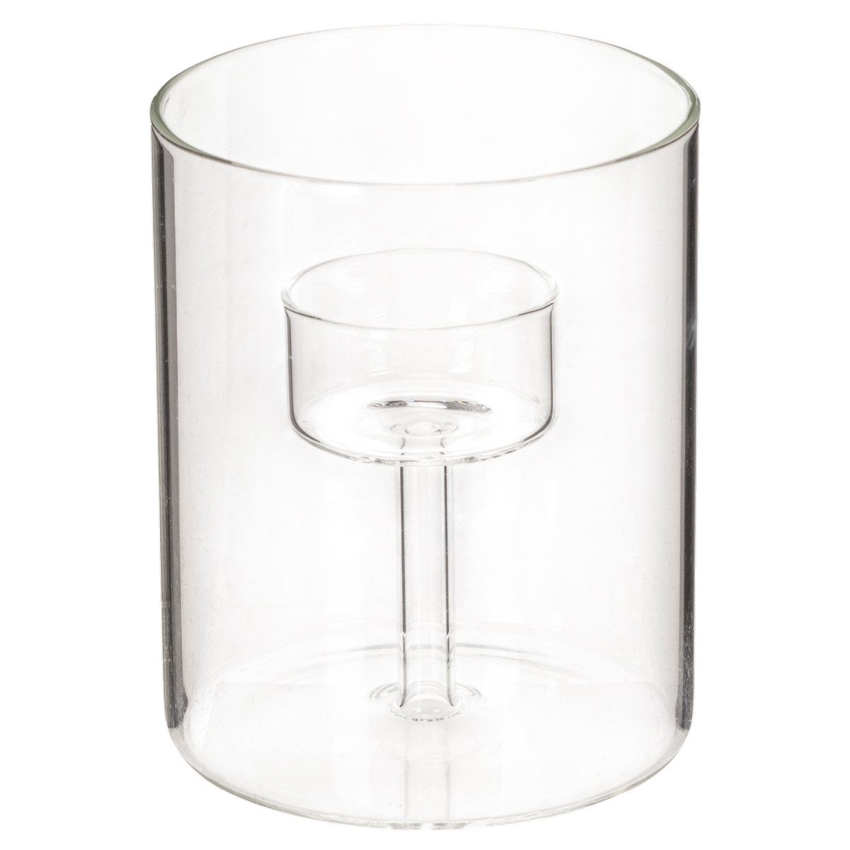Posiwio Kerzenhalter Glas Windlicht mit Teelichthalter für stimmungsvolle Deko, 2 Stück