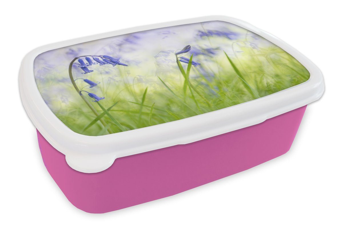 Rasen, MuchoWow grünen Erwachsene, (2-tlg), Lunchbox Brotbox für Mädchen, Sternhyazinthen Kunststoff, rosa im Kinder, Brotdose Kunststoff Snackbox,