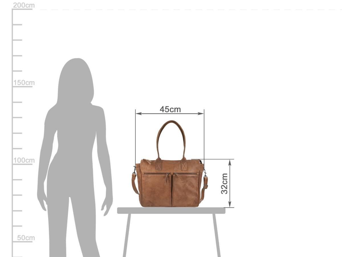 Bear Design Shopper "Binni" Callisto Pelle Leder, große Handtasche, Schultertasche 45x32cm, weich, knautschig cognac