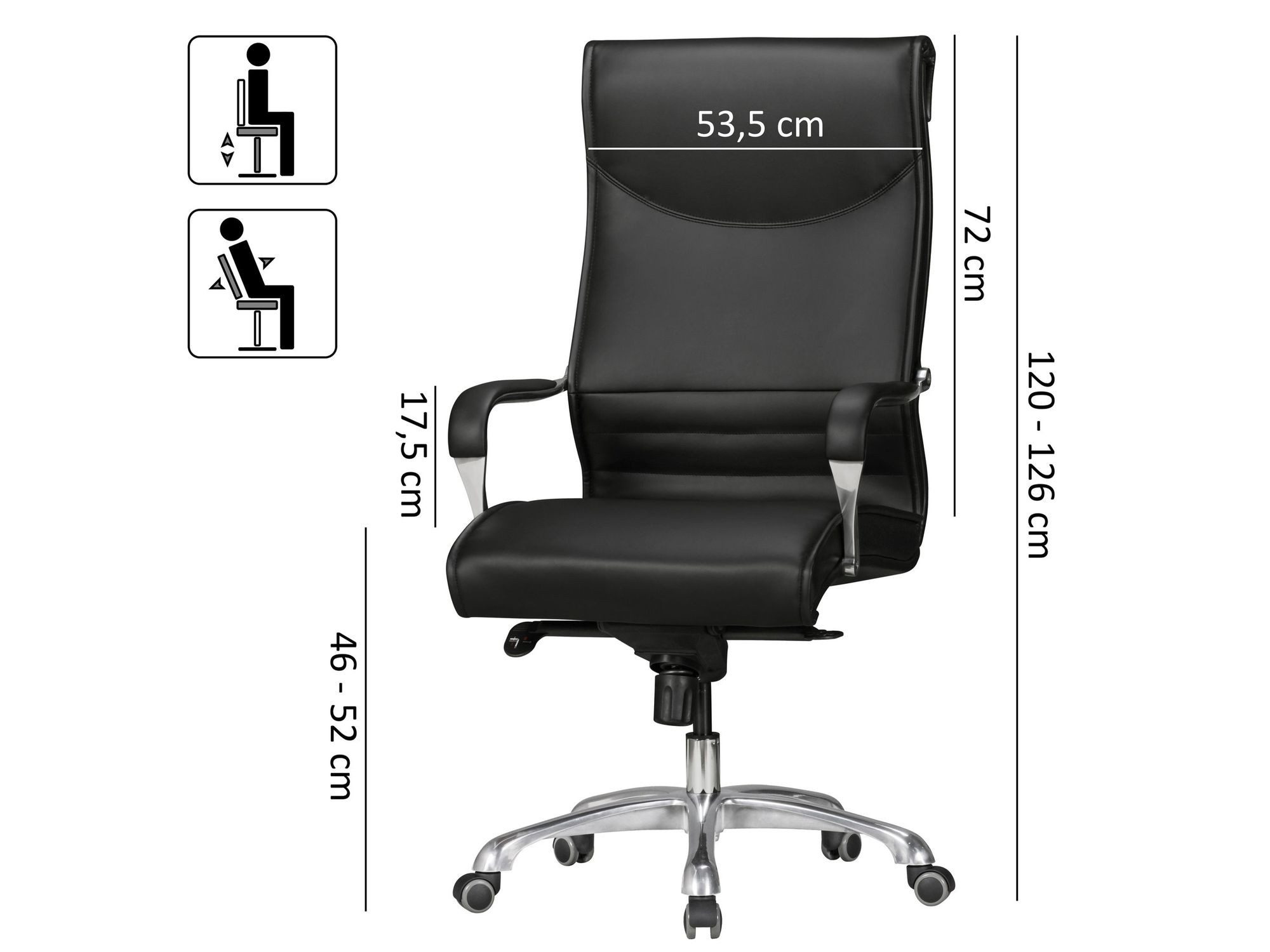FINEBUY Chefsessel Bürostuhl BIGBOSS Kunstleder ergonomisch Drehstuhl 150 kg (Bürostuhl BIGBOSS Bezug Kunstleder Schwarz 150 kg), XXL Schreibtischstuhl, Drehstuhl mit Armlehnen