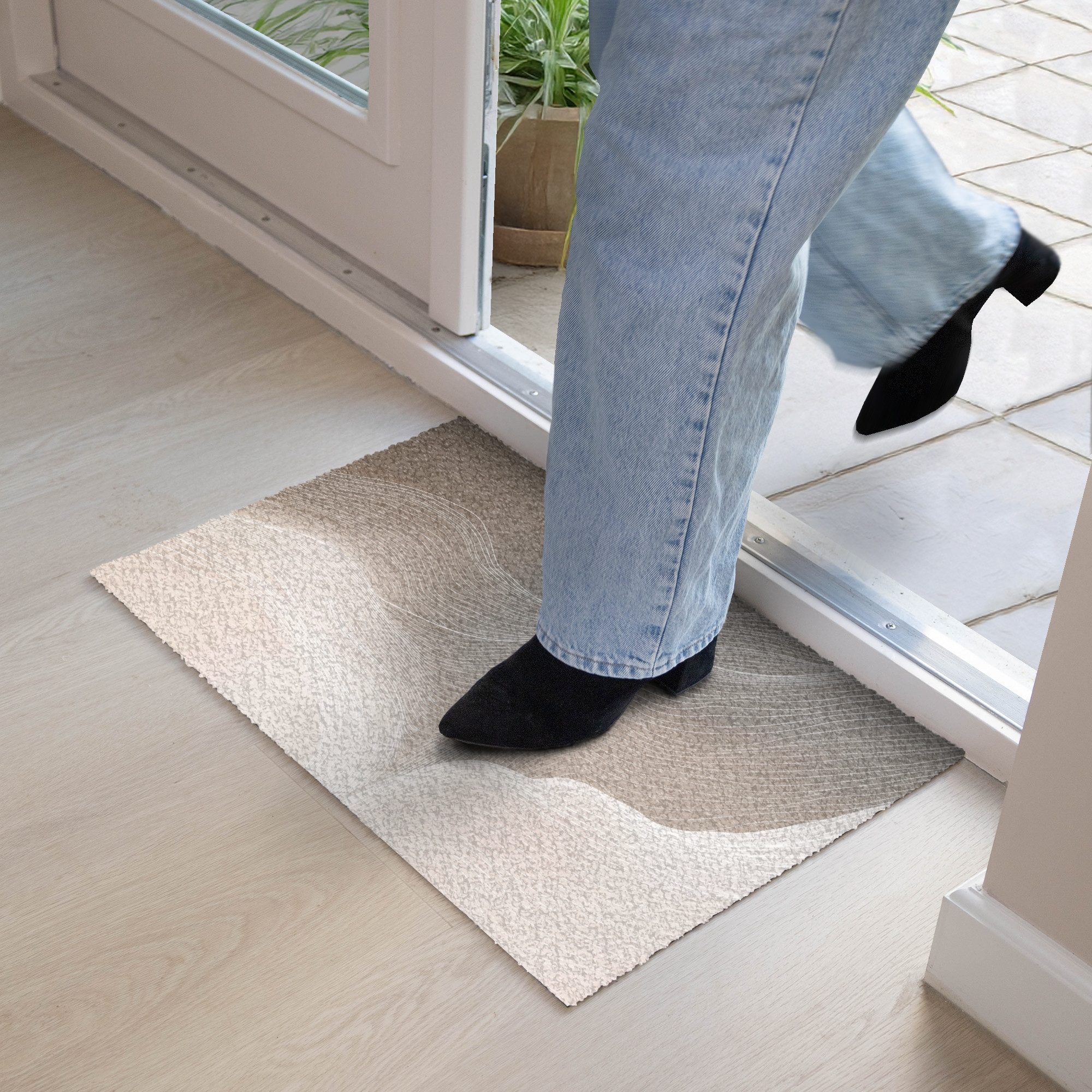 MuchoWow Fußmatte Wellenlinien - Luftströme - Harmonisch, Rechteckig, innen Schmutzfangmatte, Tür, Schmutzfänger Flur, Teppich 60x40 cm – Bild 2 von 5