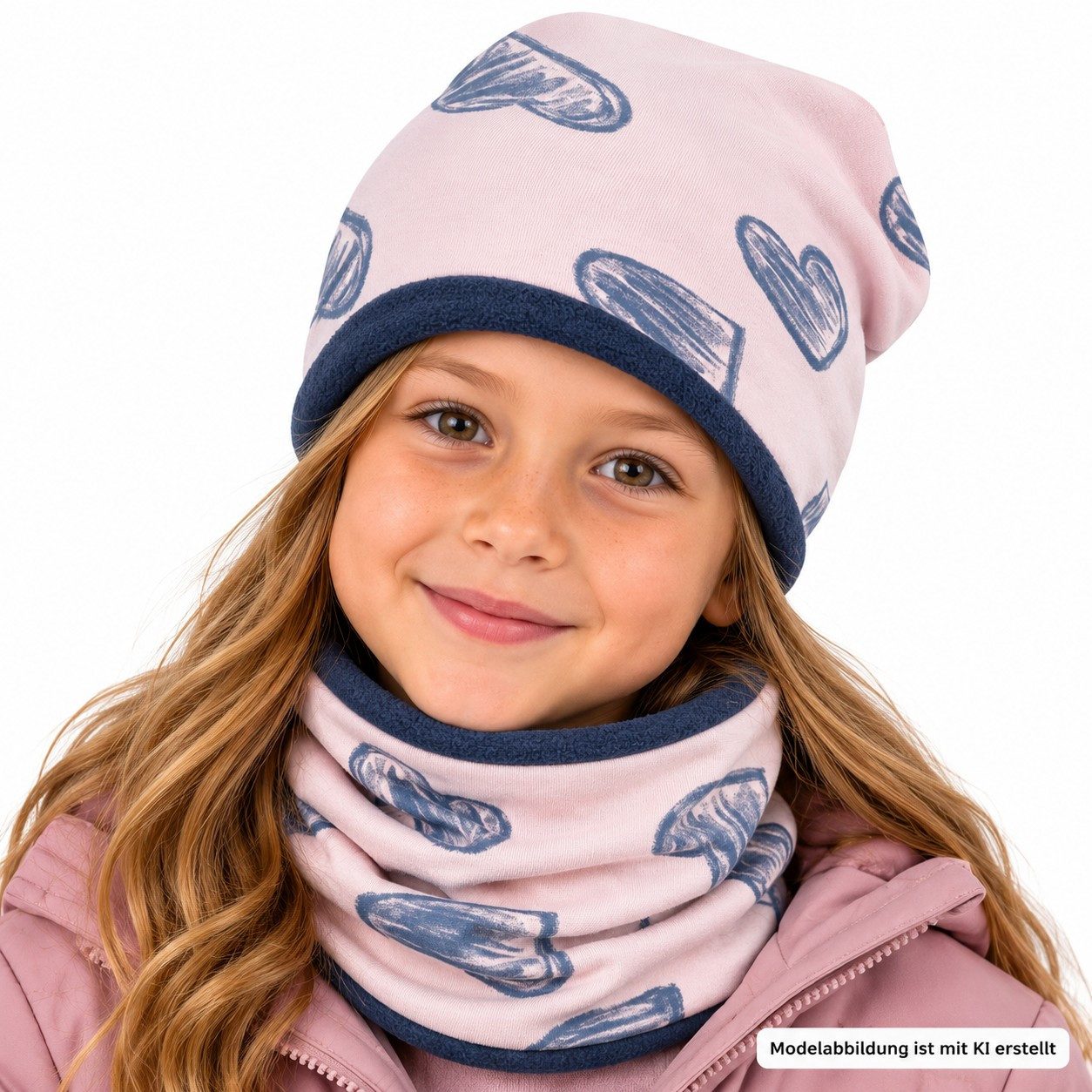 Smarilla Mütze & Schal Wintermütze Schlauchschal Mädchen Winterset Fleecemütze mit Fleece gefüttert