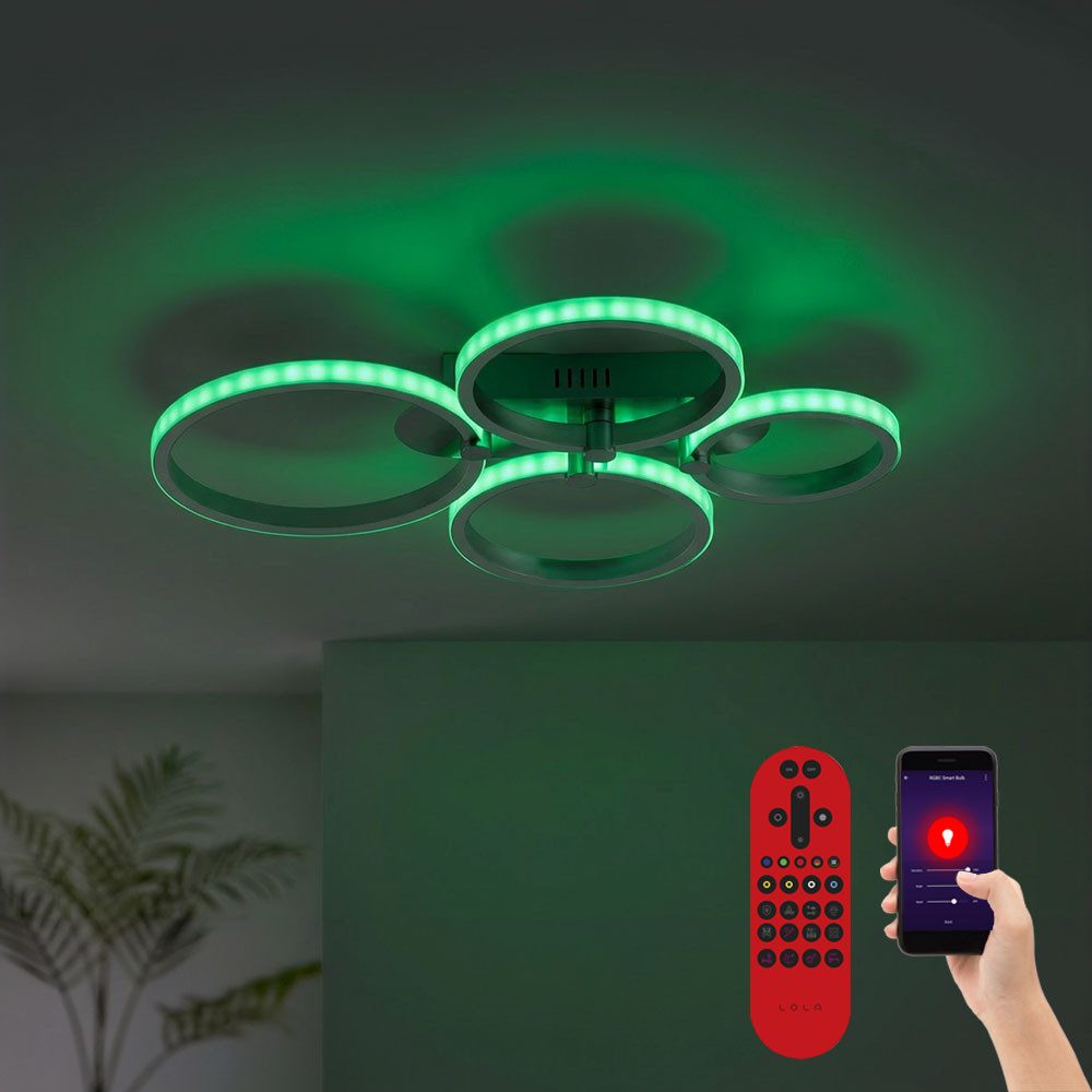 JUST LIGHT LED Deckenleuchte, LED-Leuchtmittel fest verbaut, Kaltweiß, Warmweiß, Neutralweiß, Tageslichtweiß, Farbwechsel, Deckenleuchte Deckenlampe Smart LED Dimmer Fernbedienung