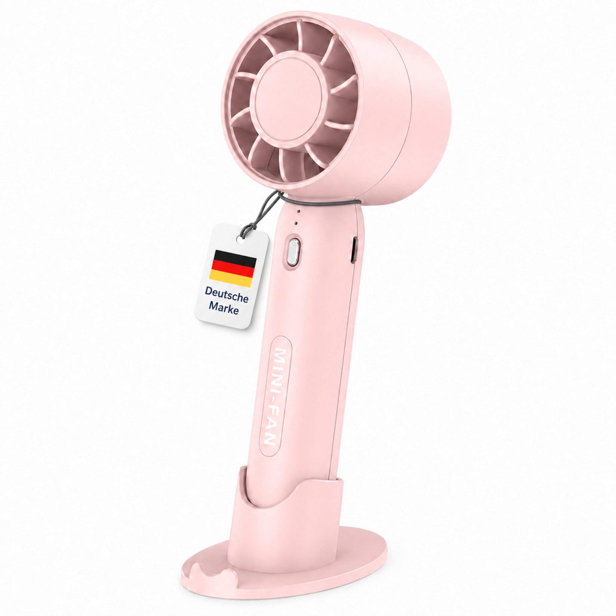 HS.SUPPLY Handventilator Mini Ventilator mit Akku, 3 Stufen, Standfuß, leise & tragbar, 2-in-1 Hand- und Tischventilator mit 3 Geschwindigkeitsstufen