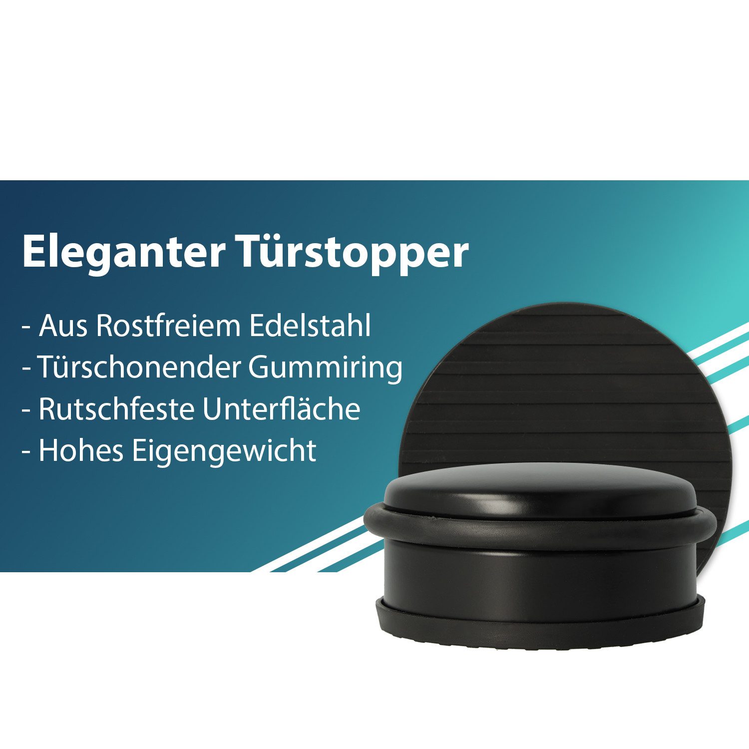 WESTCOTT Bodentürstopper Türstopper Edelstahl Rund Schwarz, günstig online kaufen