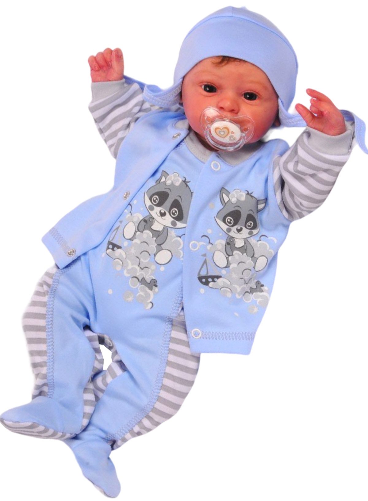 Strampler, Jäckchen & Mütze Baby 3tlg Strampler Mütze und Hemdchen Set Anzug