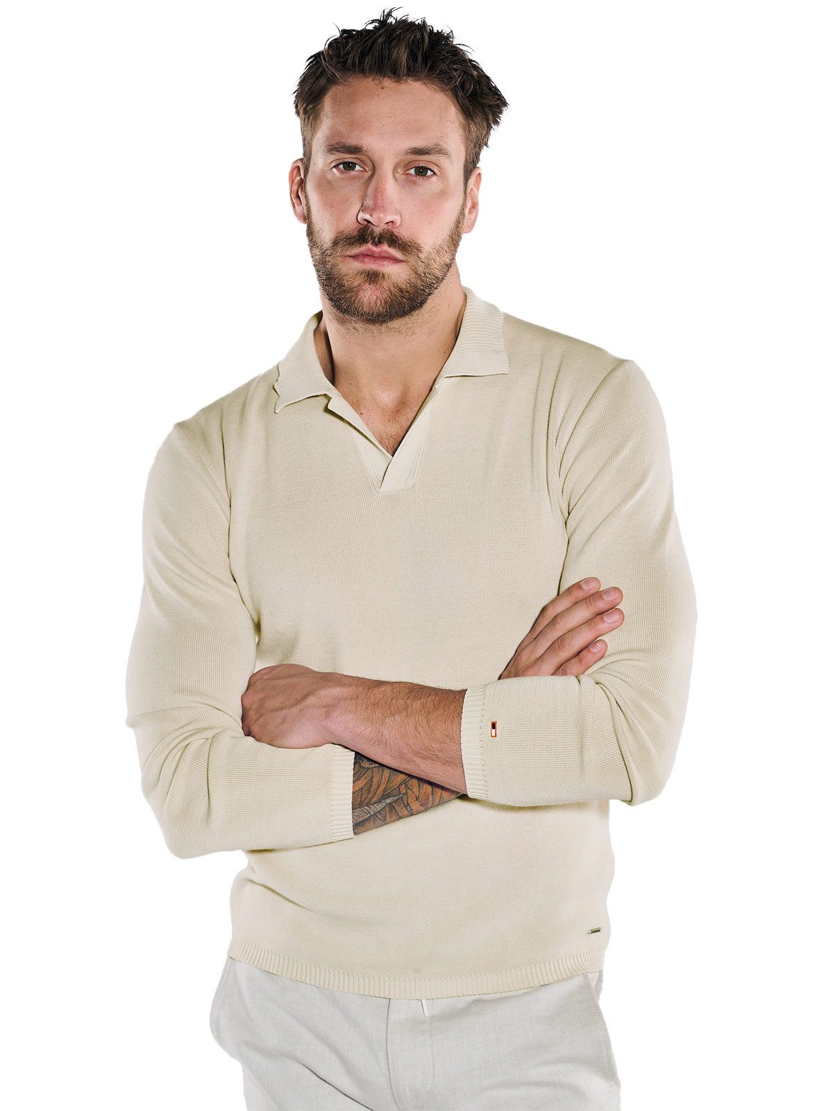 emilio adani Strickpullover Pullover mit Polo-Kragen