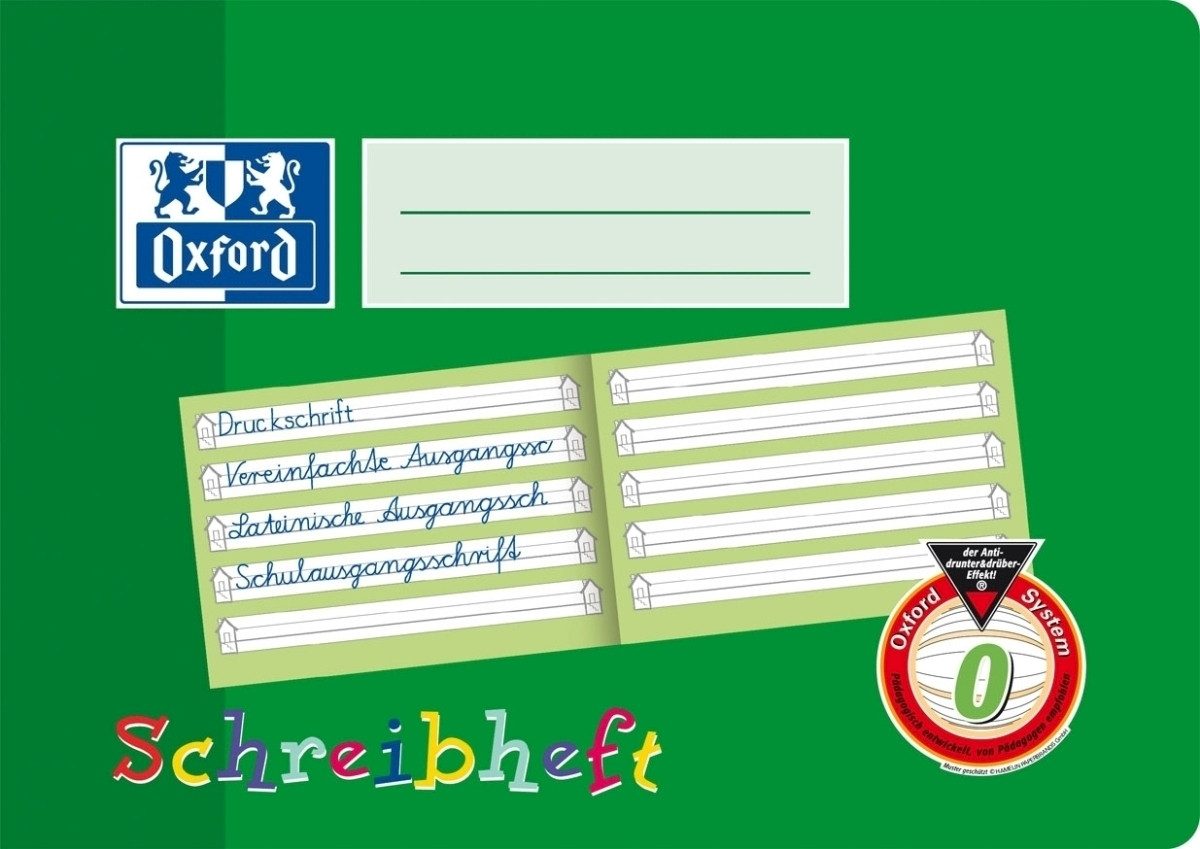OXFORD Schulheft Schreiblernheft A5 quer Lineatur 0 VE=10x16 Blatt
