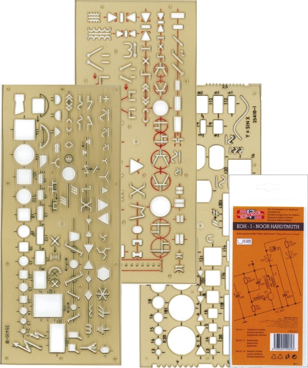 KOH-I-NOOR Zeichenschablone KOH-I-NOOR 703071 Schablone Elektro - 3er Set