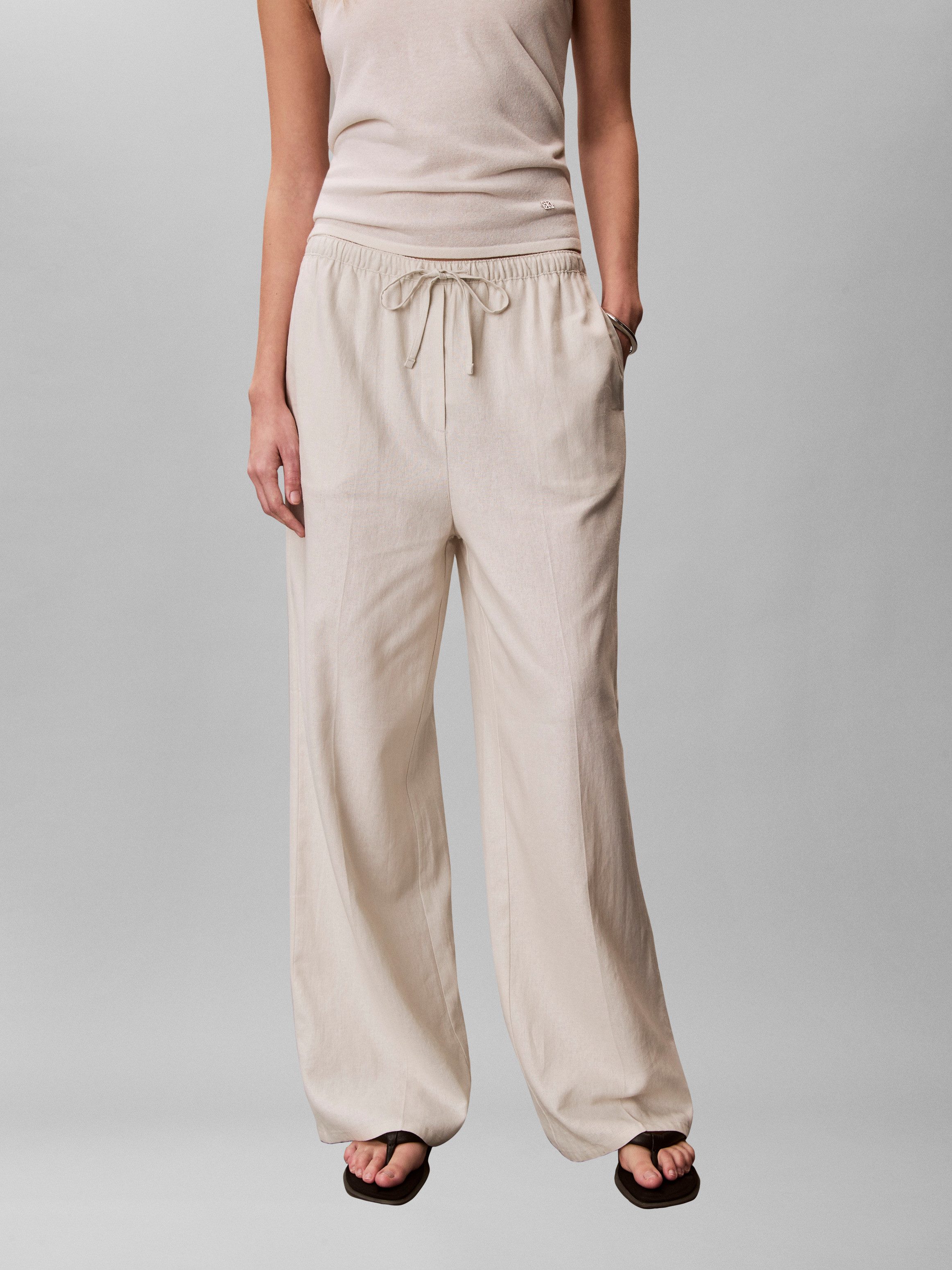 Calvin Klein Jeans Leinenhose Regular fit mit elastischem Bund