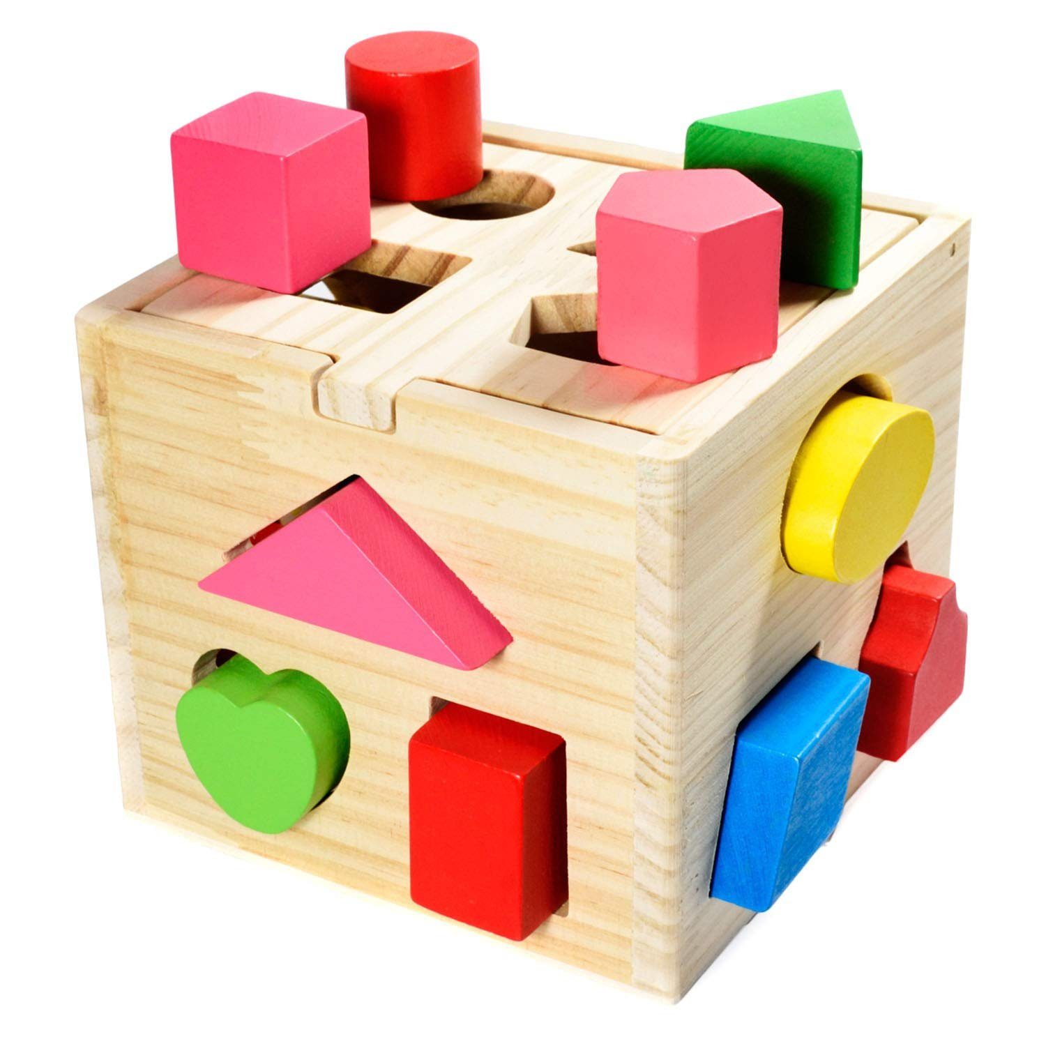 all Kids United Steckspielzeug Steckspielzeug Holz – 13-tlg. Lernwürfel Puzzlebox für Kleinkinder, (Holz-Würfel, 13-tlg), Puzzle Steckbox für Kleinkinder