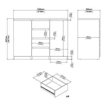 ebuy24 Sideboard Nada Sideboard 2 Türen und 4 Schubladen, beton dek (1 St)