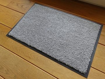 Fußmatte Eco-Clean, oKu-Tex, Türvorleger, Schmutzfangmatte, Fußabtreter, Indoor, rutschfest, Haustür, pflegeleicht, waschbar, 60 x 90 cm, Silbergrau Hellgrau