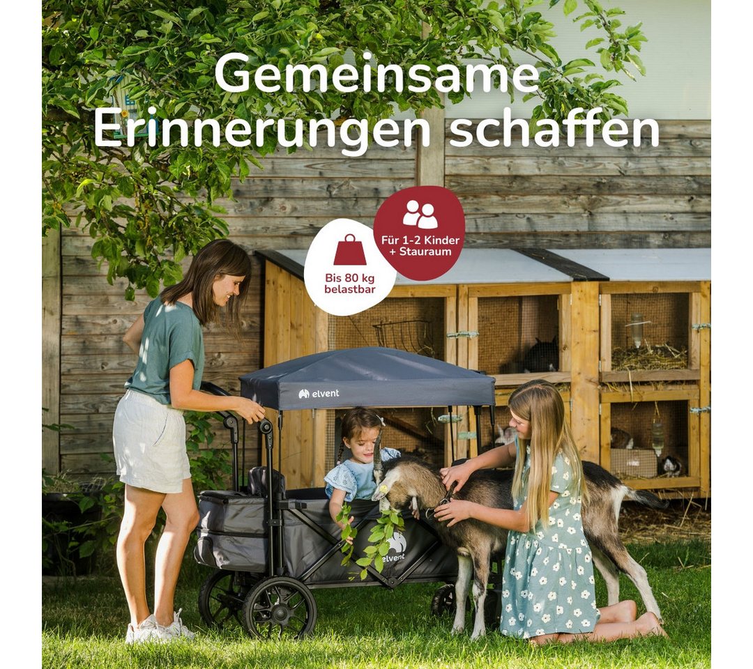 Thumbnail - elvent Bollerwagen AllRounder City, Faltbar und Kompakt, Für 1-2 Kinder und viel Platz für Gepäck