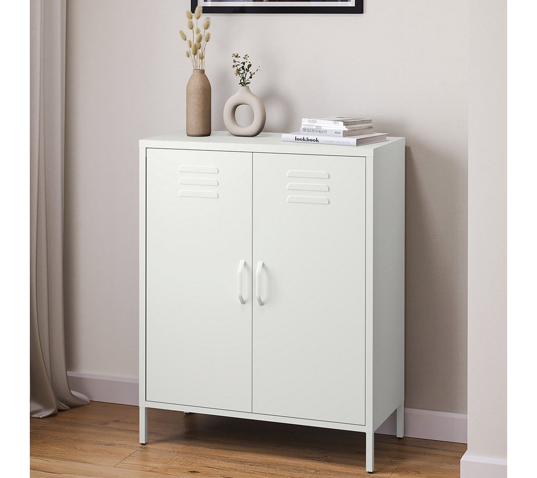 skølm Kommode Atria aus Metall, Highboard mit höhenverstellbaren Böden (Weiß, 3 Fächer), auch verfügbar mit Schubladen
